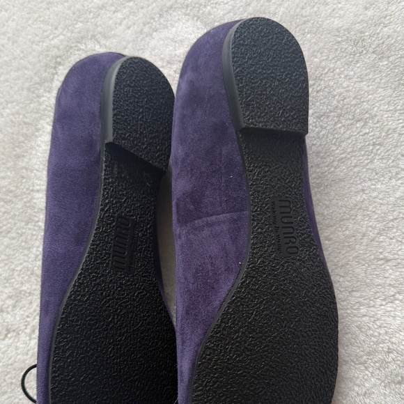 Munro Suede Purple Flats with Black Toe Cap - Picture 5 of 9